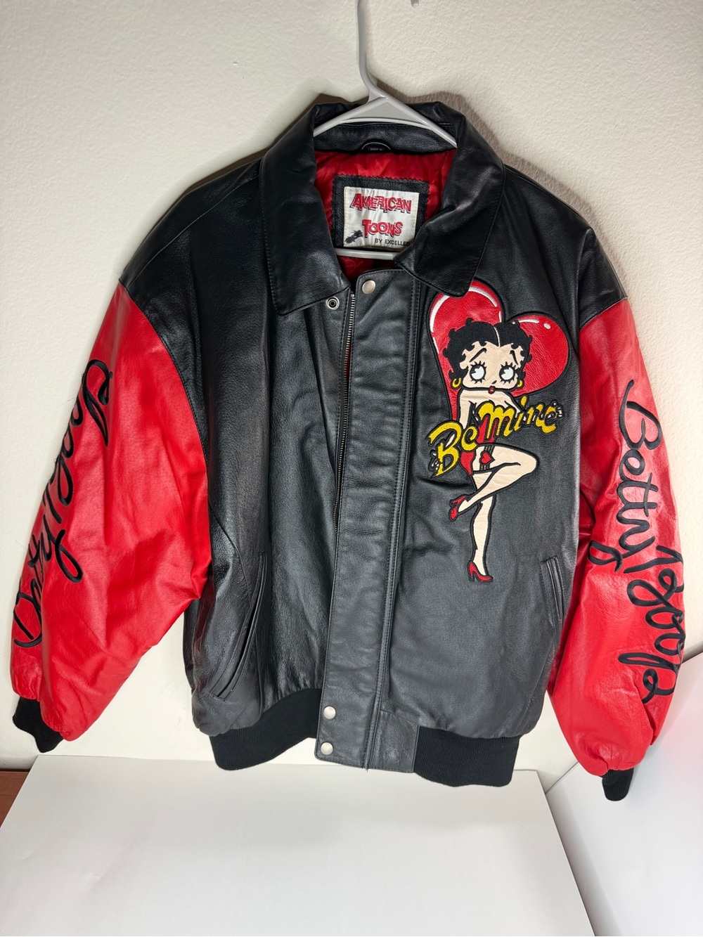 BETTY BOOP AMERICAN TOONS Men’s Women’s Bomber Jacket Sz L Zip Up Leather